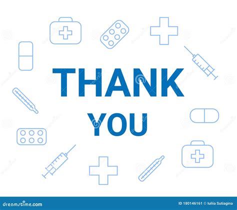 Thank You Words and Icons Medicine. Appreciation Doctor, Nurse and Medical Personnel for ...