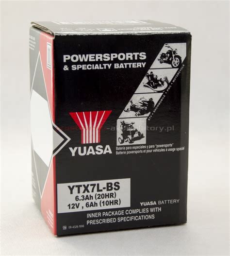 Akumulator Yuasa YTX7L-BS 6.3Ah 100A - prostowniki-akumulatory.pl