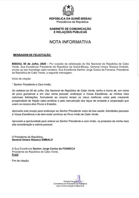 Conosaba Do Porto Mensagem De Felicita O A Na O Cabo Verdiana