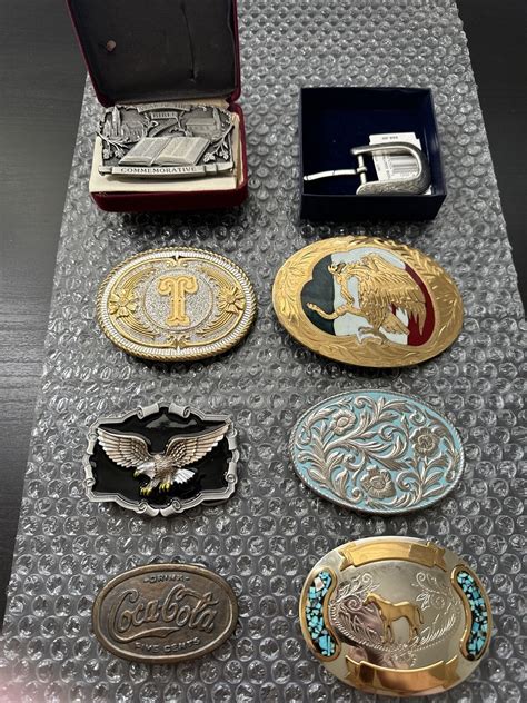 Lot Of 8 Vintage Belt Buckles Ebay