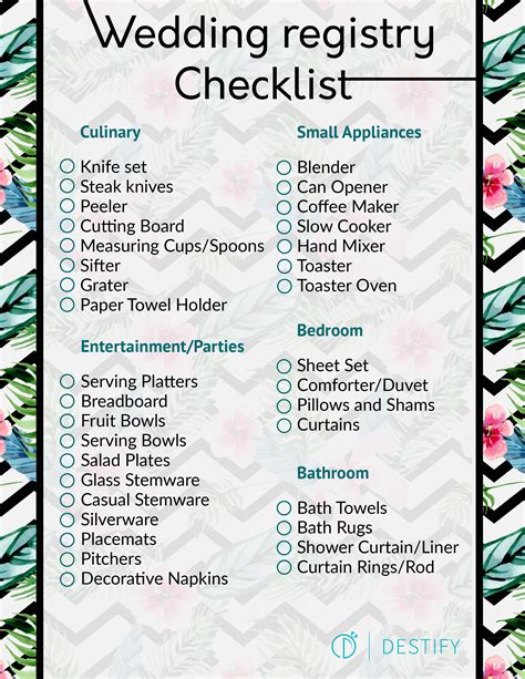 Wedding Registry List