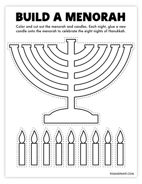 Free Printable Build a Menorah Craft - Pjs and Paint