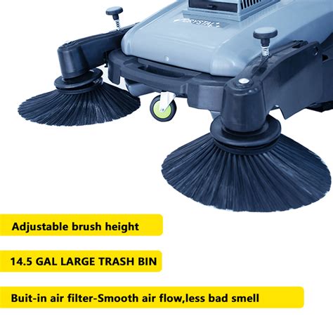 Industrial Floor Sweeper with 3 Brooms, 39 inch 14.5 Gal Floor Sweeper ...