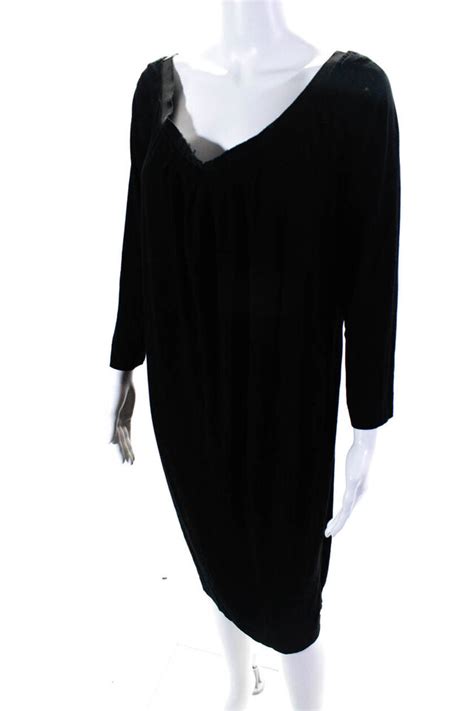 Alberta Ferretti Womens Jersey Knit Scoop Neck Shift Dress Black Size