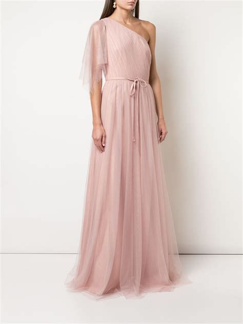 Marchesa Notte Bridesmaids One Shoulder Flutter Bridesmaid Gown In Pink