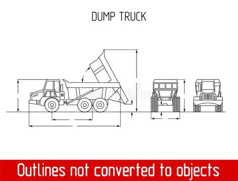 Typical Agriculated Truck Overall Dimensions Outline Blueprint Template Stock Vector ...