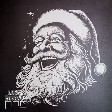 Laser Engraving Files Santa Claus PNG Slate Coasters Engraved CNC