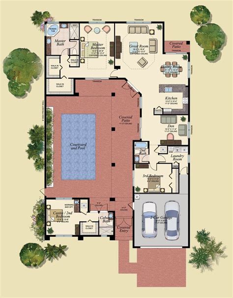 Courtyard Garage House Plans Best Of Hacienda Style Mediterranean ...