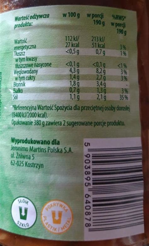 Zupa a la flaczki z boczniaka Go Vege kalorie kJ i wartości odżywcze