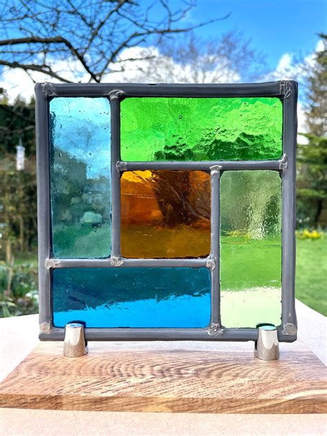 Leaded Stained Glass Panel Window Hanging Etsy