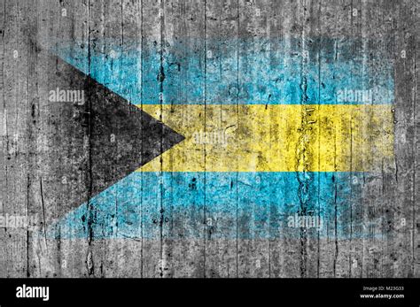 Bandera Bahamas Pintado Sobre La Textura De Fondo De Hormig N Gris