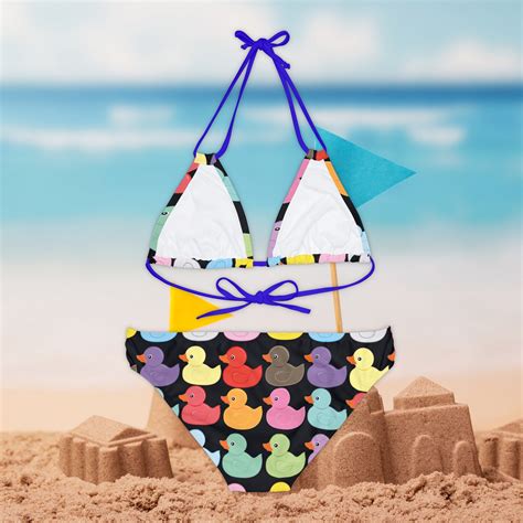Rubber Ducks Rubber Duck Swimsuit Rubber Duck Bikini Rubber Duck Print Strappy Bikini Set