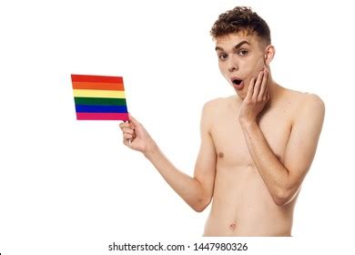 Surprised Naked Man Gay Flag Stock Photo 1447980326 Shutterstock