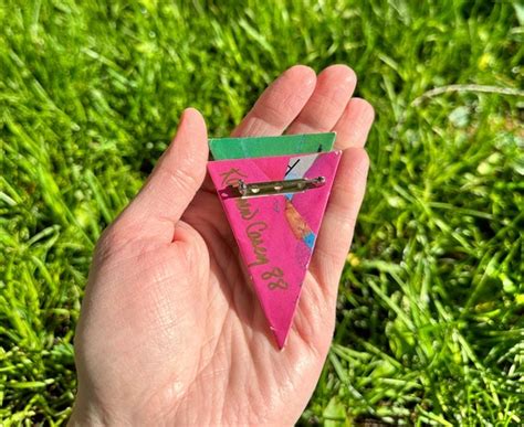 Handmade 1988 Upcycled Pin 80s 90s Retro Gem