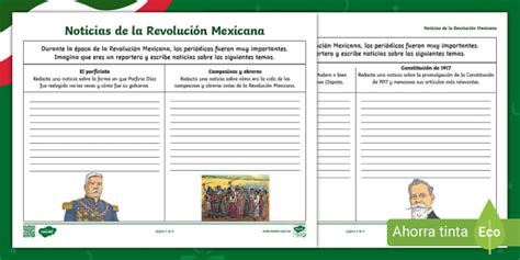 Hoja de actividad Noticias de la Revolución Mexicana