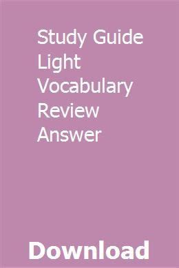 Study Guide Light Vocabulary Review