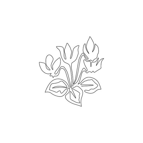 Premium Vector One Continuous Line Drawing Of Beauty Fresh Cyclamen