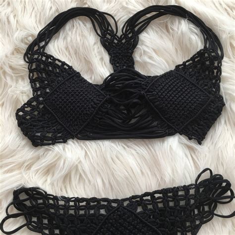 Indah Swim Indah Koh Samui Macrame Black Bikini Set Poshmark