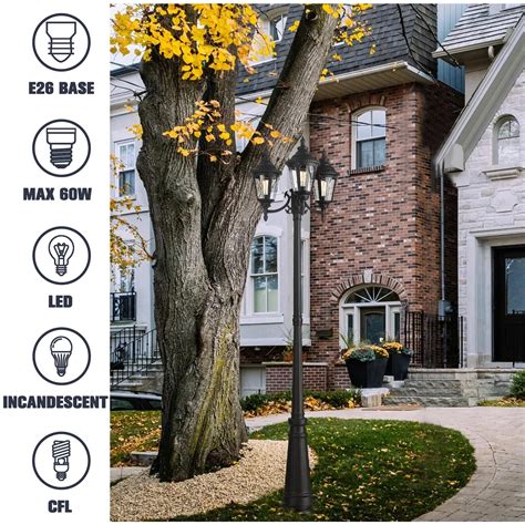 Vintage Outdoor Post Light 3 Head Street Light Pole Light Waterproof