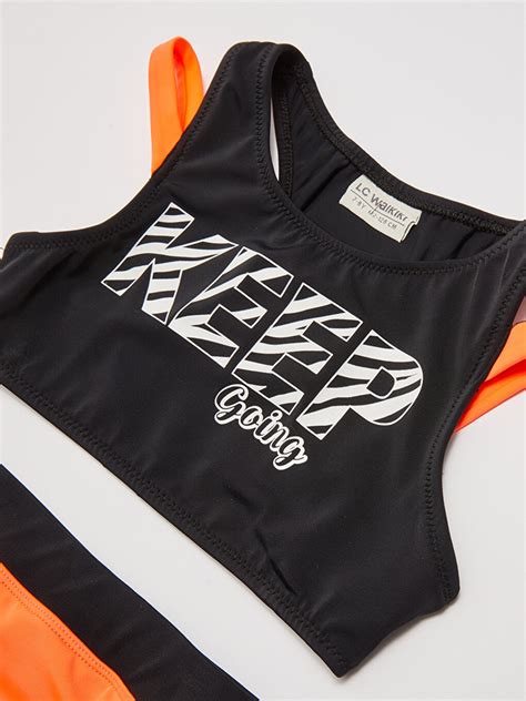 MERCAN Esnek Kumaştan Baskılı Kız Çocuk Bikini S Z QK LCW