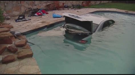 Car Crashes Through Wall Plunges Into Pool