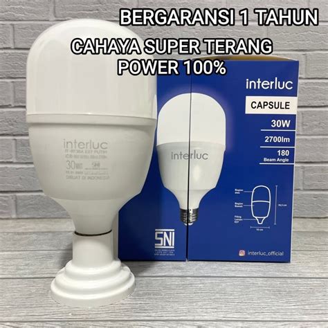 Jual INTERLUC LED BULB 30W 30 WATT CAHAYA PUTIH SNI GARANSI 1 TAHUN