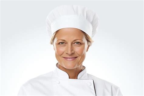 Premium Photo Chef Female Caucasian Middle Aged Friendly Smile Pose