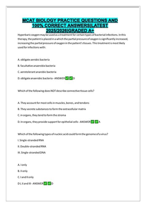 Mcat Biology Practice Questions