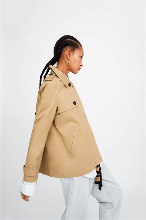 Short Buttoned Trench Coat Outerwear Sale Woman Zara United States