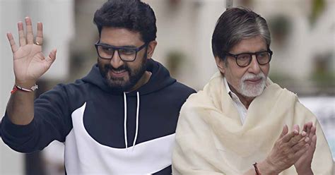 Abhishek Bachchan Joins Father Amitabh Bachchan To Greet Fans Outside ...