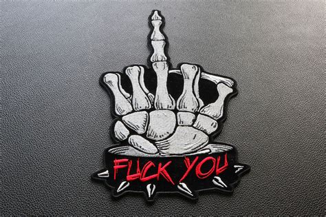 Fuck You Skeleton Middle Finger Patch Large Back Patches For Vests By Ivamis Patches