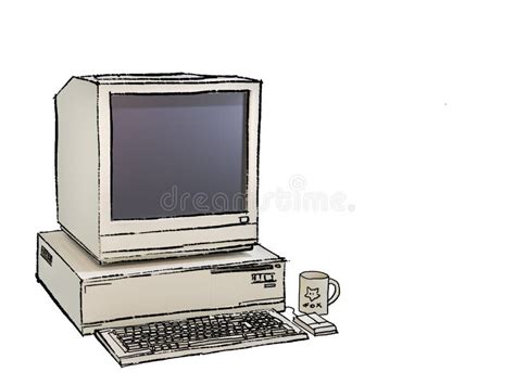 Old Fashioned Computer Screen And Keyboard Stock Vector Illustration