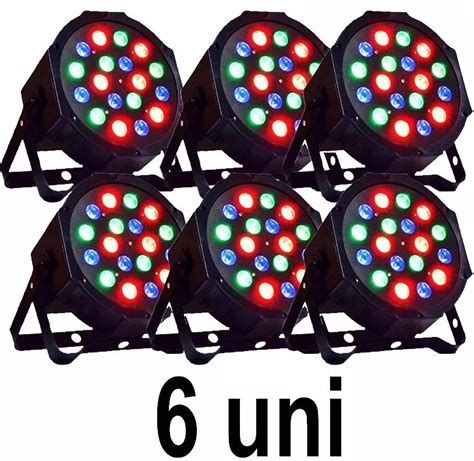 Kit 6 Refletor Led Par 64 Rgb 18 Leds 1w Strobo Boate Festa R 299 99