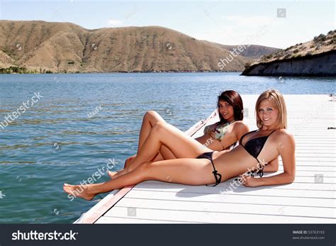 Sexy Woman Wearing Bikini By Lake Stock Photo Edit Now 53763193