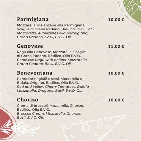 Menu Au Basilico Restaurant Caserta