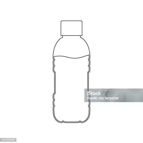 ilustrasi vektor botol plastik desain ikon garis ilustrasi stok