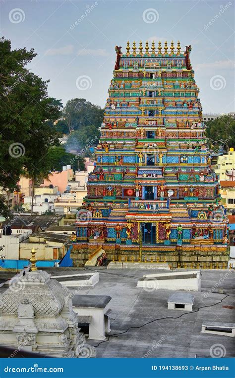 Bangalore India South Indian Hindu Temple With Colorful Gods