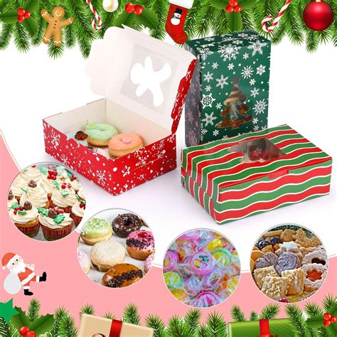 Tenceur 120 Pcs Christmas Treat Boxes Bulk Christmas Cookie Boxes With