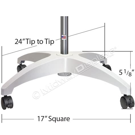 Plastic Retail 4 Point Floor Base Wsnap In Casters Pole Stand Base