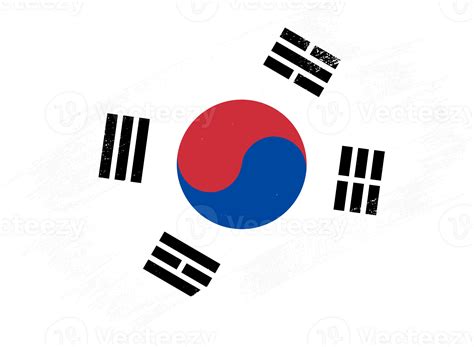 South Korea Flag With Brush Paint Textured Isolated On Png Or