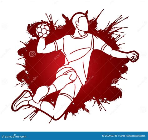 Handball Sport Male Player Action Cartoon Graphic Vector Stock Vector