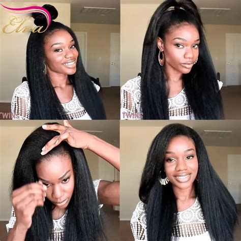 Glueless Kinky Straight Full Lace Wig Brazilian Human Hair Kinky