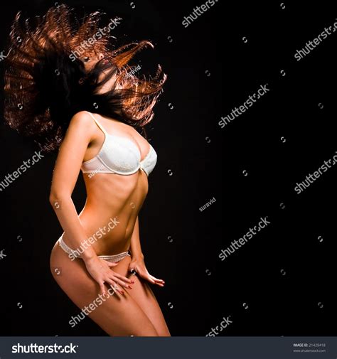 Sexy Woman Lingerie Dancing On Black Stock Photo Shutterstock