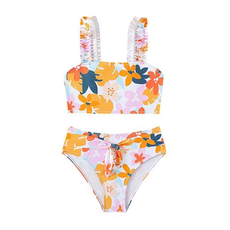 Akiihool Girls Swimsuit Piece Swimsuit Floral Printing Bikini Set