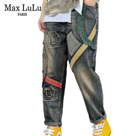Max LuLu осенние модные корейские женские рваные джинсовые брюки ...