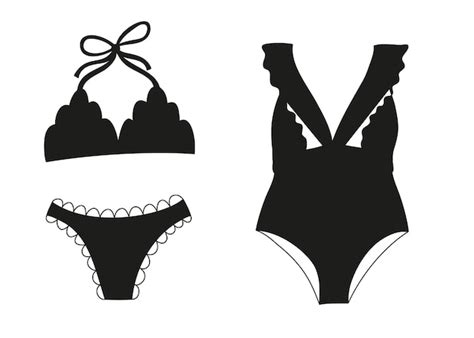 Silhueta preta da silhueta de lingerie do maiô Vetor Premium