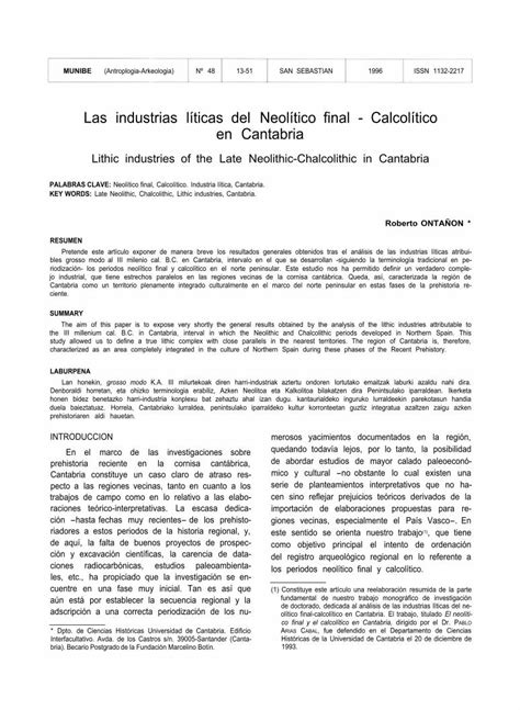 Pdf Las Industrias L Ticas Del Neol Tico Final Calcol Tico