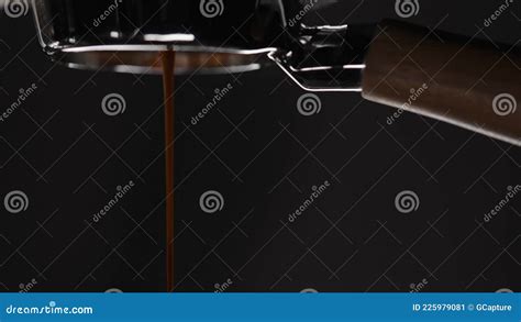Side View Of Pulling Espresso Shot With Naked Portafilter Stock Image Image Of Coffee Crema