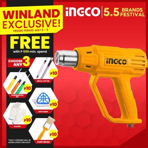Ingco By Winland Heat Gun Blower Bottle Plastic Shrink Heater Sealer Hot Air Heat Shrink Lazada Ph