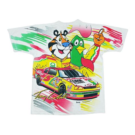 Vtg Rare Nascar Terry Labonte Kelloggs Racing All Over Print T Shirt